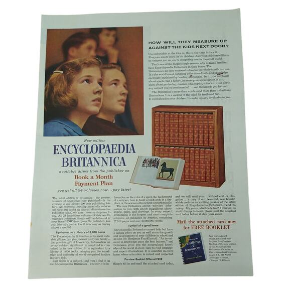 Encyclopaedia Britannica - "Measure Up to Kids Next Door" - Vtg 1961 PRINT AD - Picture 10 of 10